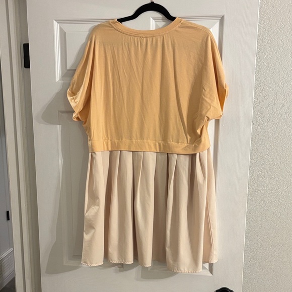 Stylish Two-Tone Kids Dress in Yellow and Cream - Picture 2 of 2